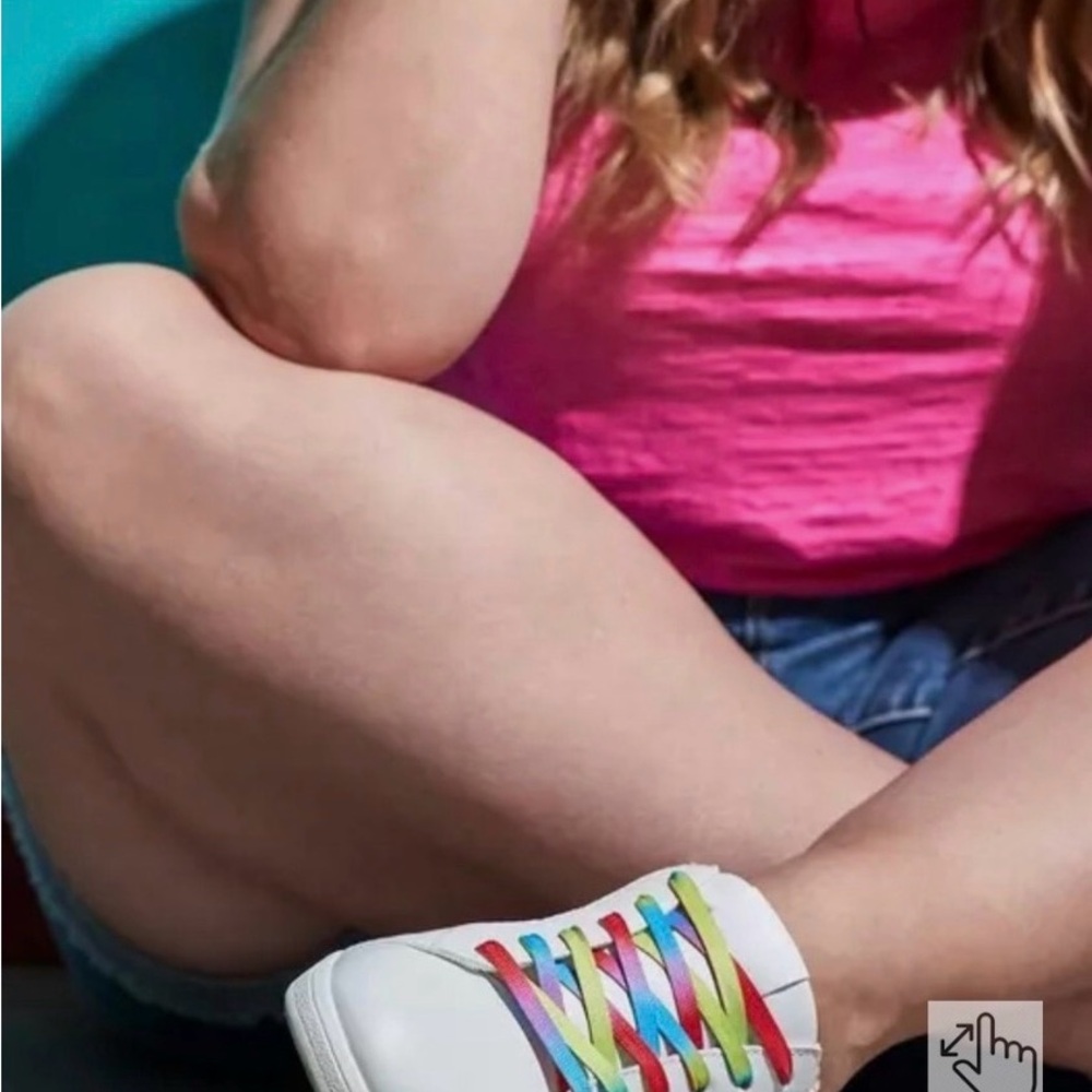 NWT Torrid White Sneakers with Rainbow Laces